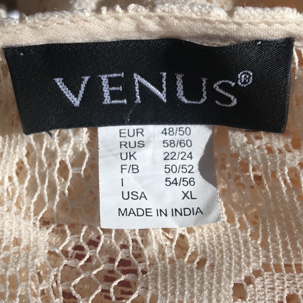 Venus Ivory Lace floral Bohemian Blouse w/elastic waist & cuffs Size Extra Large - Picture 8 of 13